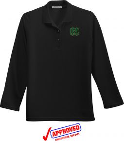 Port Authority Ladies Silk Touch Long Sleeve Polo, Black